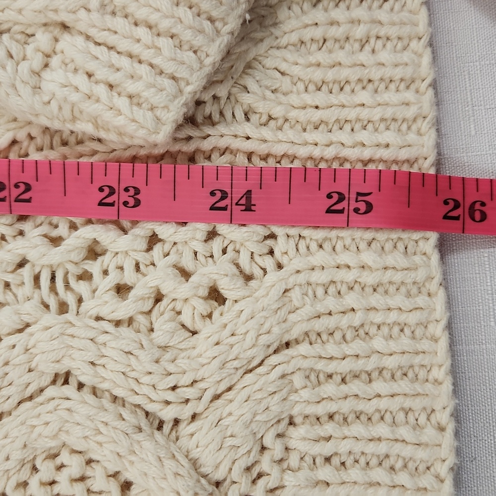 Yorkshire Knitting Co. Cream Turtle Neck Fishermans Vintage Sweater. Size L - Picture 6 of 9